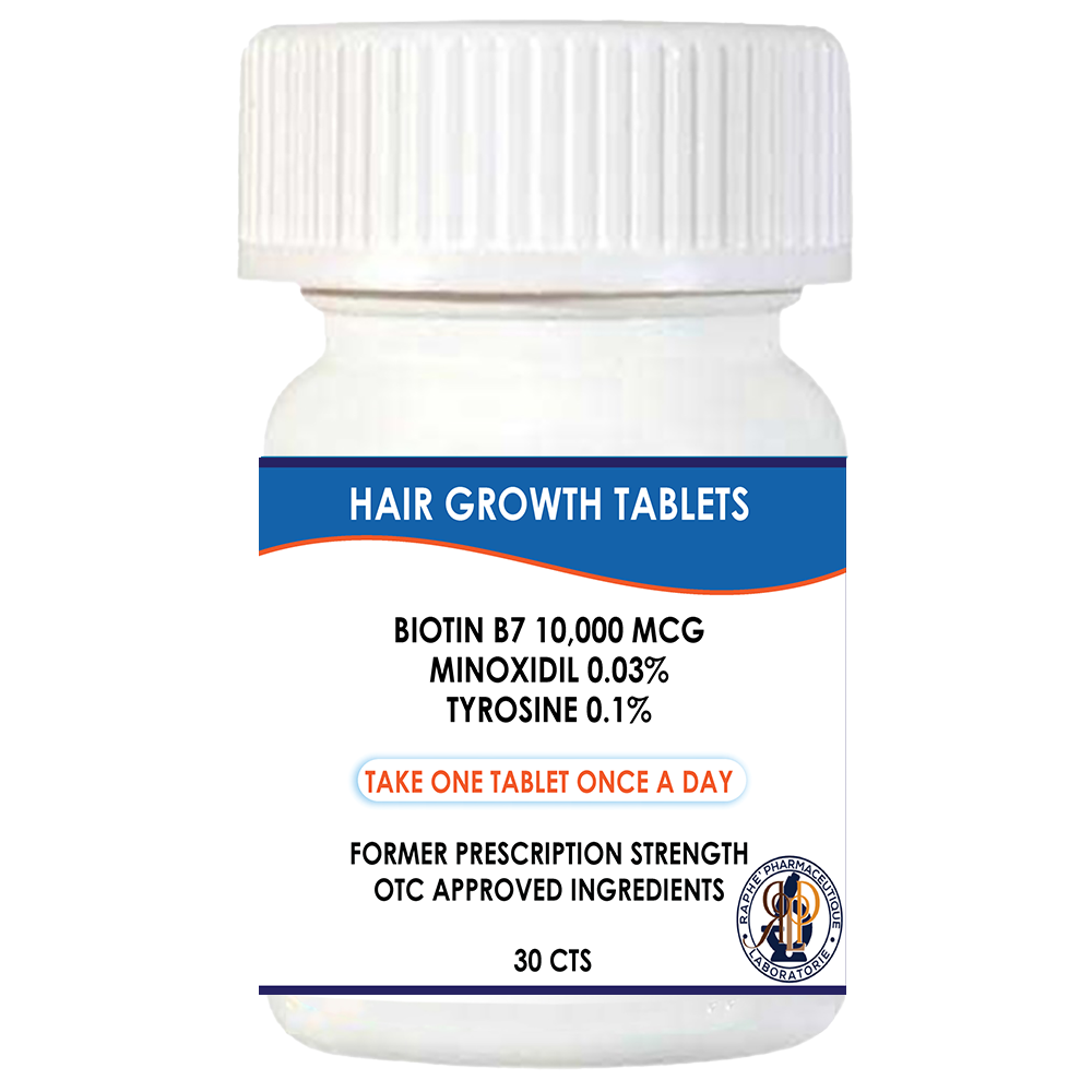 Over-the-Counter Hair Tablets Maximum Strength 10,000mcg Biotin 0.03% Minoxidil and 0.1% Tyrosine
