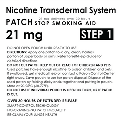 Smoking Cessation Aid Transdermal System 21mg Patch, Step 1 With Detox Advantage Private Label