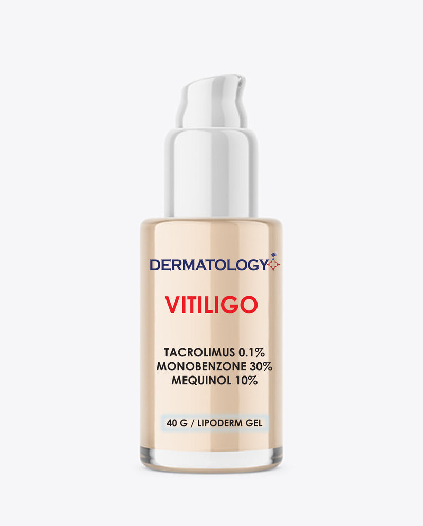 Vitiligo Tacrolimus 0.1% Monobenzone 30% Mequinol 10%  Size: 40 G Gel